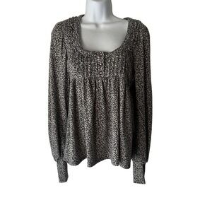 Lux Y2k Floral Print  Long Sleeve Peasant‎ Blouse Babydol Top Small Bell Swan